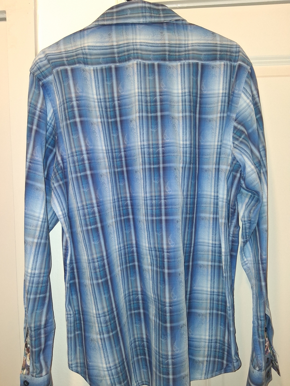 Robert Graham Light Blue Plaid Button-Down with Colorful Embroidered Yoke - Picture 3 of 6